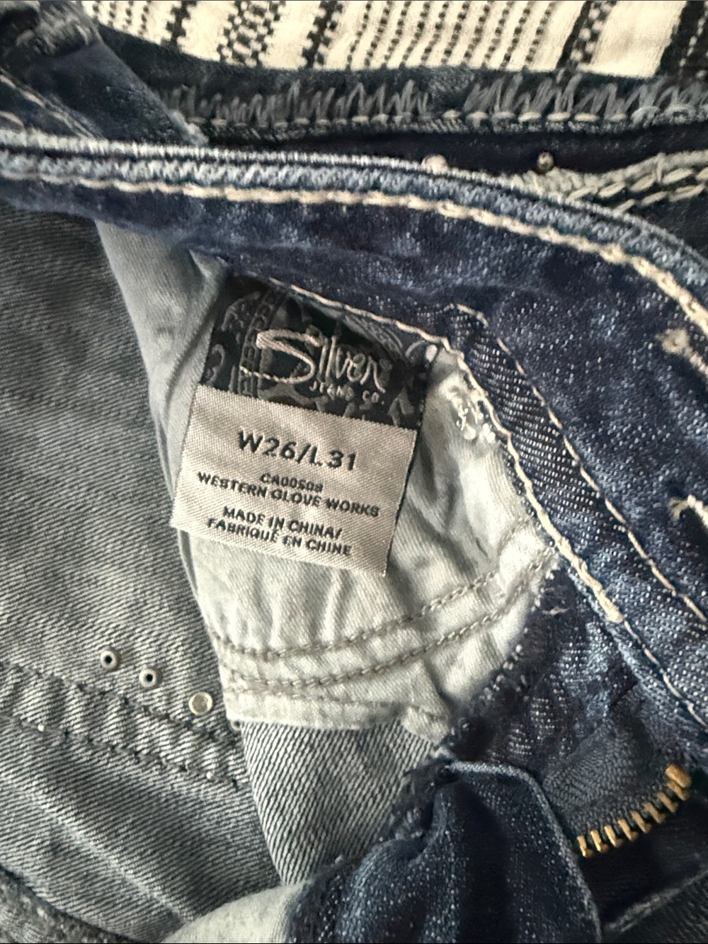 Silver Jeans Women's Distressed Flare Jeans - Dark Blue Wash - Picture 4 of 6